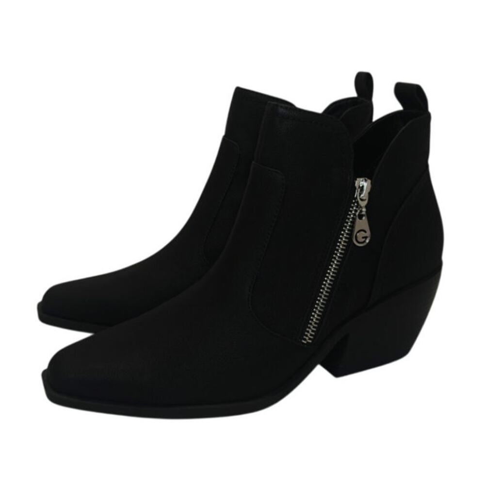 Black Faux leather ankle western booties sz 7